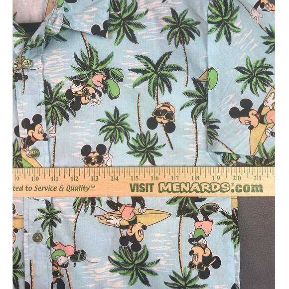 Disney Junior Mickey Mouse Hawaiian Shirt Kids Size 18/20 Blue Button Up Surf - Picture 6 of 9